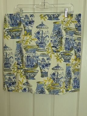Talbots Porcelain Pottery Print A-line Skirt Size 16P